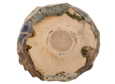 Tasse (chavan) faite à la main Moychay # 42996, image artistique « Libellule dorée », céramique/peinture à la main, 296 ml.