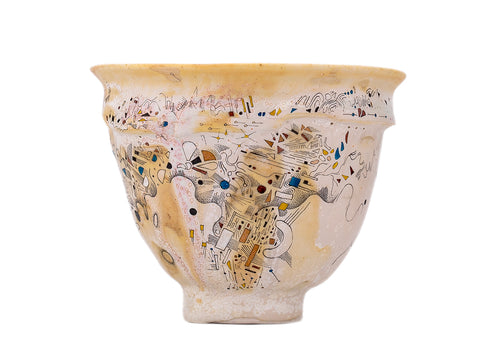 Cup handmade Moychay 'Abstract composition no. 3' # 44453, ceramic/hand painting, 133 ml.