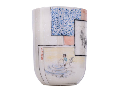 Cup yunomi handmade Moychay 'A poem about farmers' # 44428, ceramic/hand painting, 163 ml.