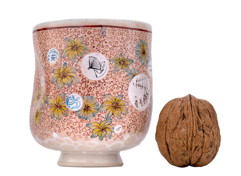 Beker handgemaakte Moychay 'Bloemen en miniaturen' # 44448, keramiek/handbeschildering, 116 ml.