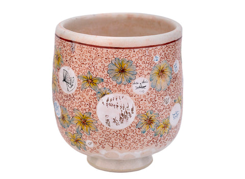 Beker handgemaakte Moychay 'Bloemen en miniaturen' # 44448, keramiek/handbeschildering, 116 ml.