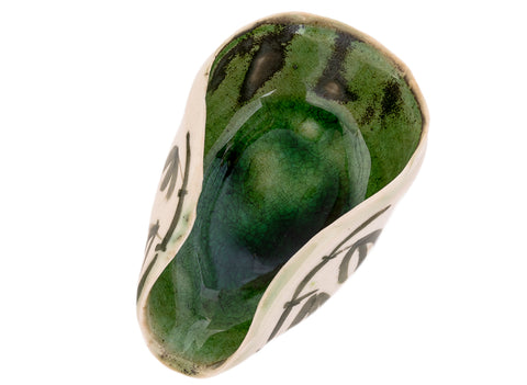 Tea presentation vessel handmade Moychay 'Bamboo' # 44543, ceramic/hand painting